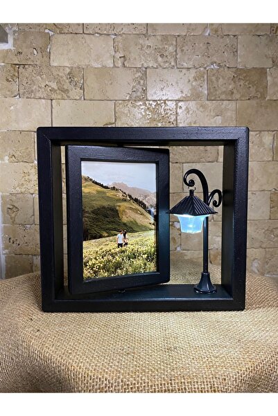 AHŞAPTAN SANAT Wooden Rotating Photo Frame with Street Lamp