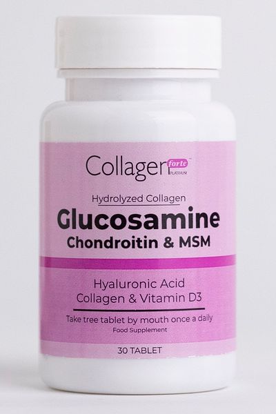 Collagen Forte Platinum Glucosamine, Chondroitin & Msm, Hydrolyzed Collagen, Vitamin D3, 1500 mg x 30 Tablets