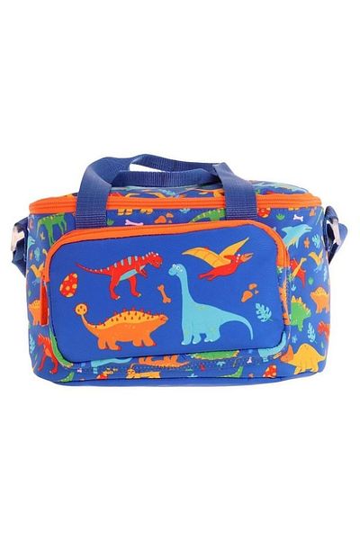 KAUKKO Kids Thermal Insulated Boy Dinosaur Navy Blue Green Lunch Box L7278 (Two Compartments)
