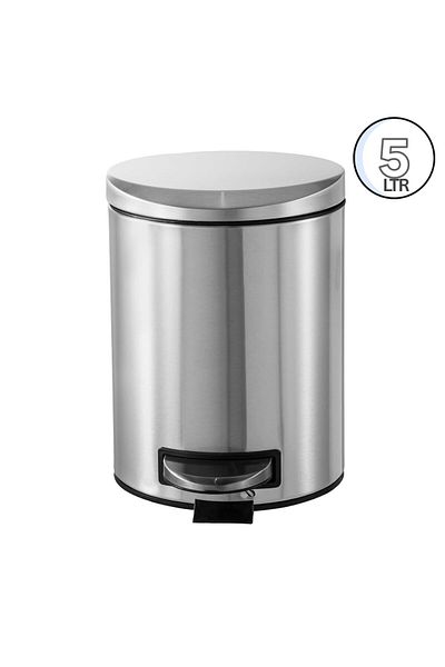 AKC 5l Moon Cover Pedal Bin – Stainless Steel Step Trash Can Sleek Oval Design