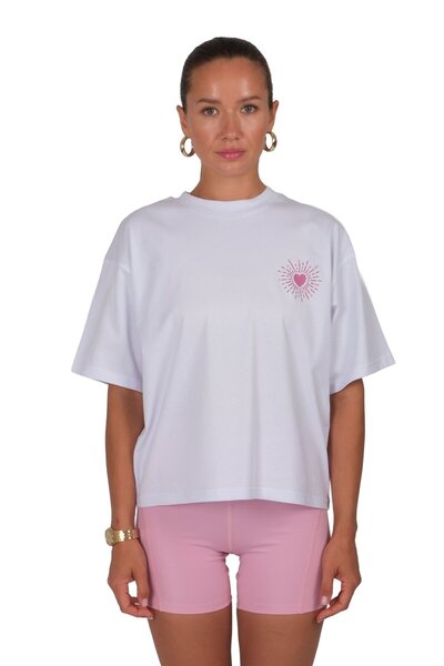 Coredra Planted With Love Boxed Fit Kadın T-Shirt Beyaz C590