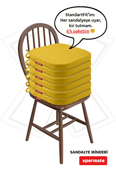 XPERMATE 6'lı Oval Sandalye Minderi Fermuarlı Yıkanabilir Su Ve Yağ Itici 42x...