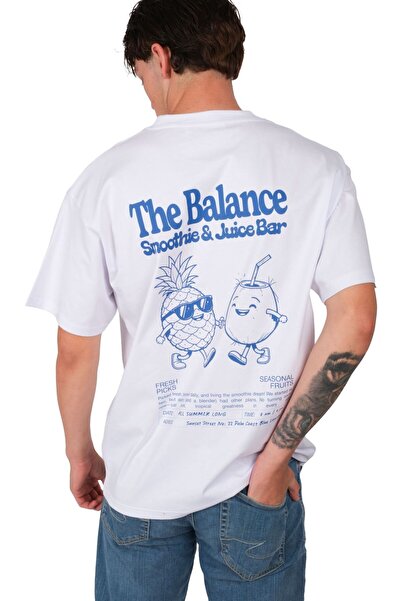 Coredra Ανδρικό μπλουζάκι The Balance Oversize Fit - Λευκό C101