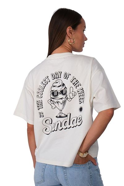 Coredra Sundea Boxed Fit Women's T-Shirt Ecru C590
