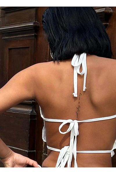 World Fashion Trends Backless Stand Collar Blouse - Crop Wft8037