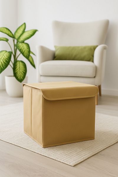 harev home collection Beige In-Cabinet Laundry and Toy Organizer - Folding Storage Box 30x30x30 Cm