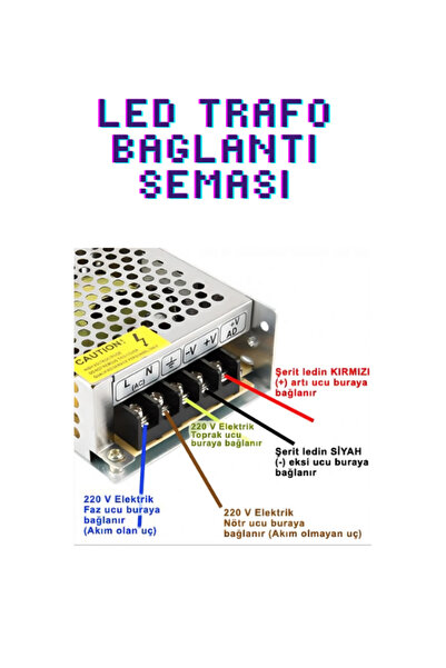 SCHUAR 5A 60 Watt Şerit Led 12v HERŞEYE uyumlu trafo