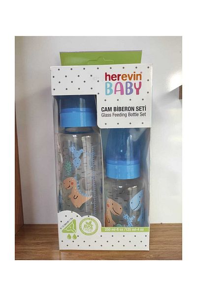 Herevin Baby Bottle Set 2 Glass /Blue-125-250 ml
