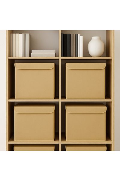 harev home collection Beige In-Cabinet Laundry and Toy Organizer - Folding Storage Box 30x30x30 Cm