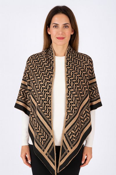 Sebir Moda Triangle Patterned Knitwear Shawl