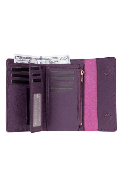 Lev Leather Women's Genuine Leather Wallet with 12 Card Slots, Coin Compartment, Magnetic Cover, Stylish Card Holder Wallet