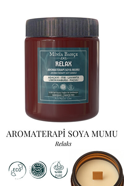 Minia Bahçe Bitki ve Sanat Atölyesi Aromaterapi Soya Mum, Relax (RELAKS) , 150gr