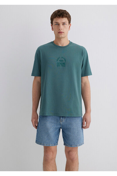 Mavi Τυπωμένο πράσινο μπλουζάκι Loose Fit / Loose Fit 0612952-71917