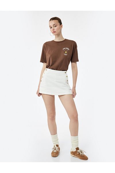 Koton Short Sleeve Crew Neck Snoopy Printed Licensed T-Shirt