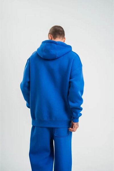 Silerra    Unisex Double Oversize Hooded Basic Sweatshirt - Blue