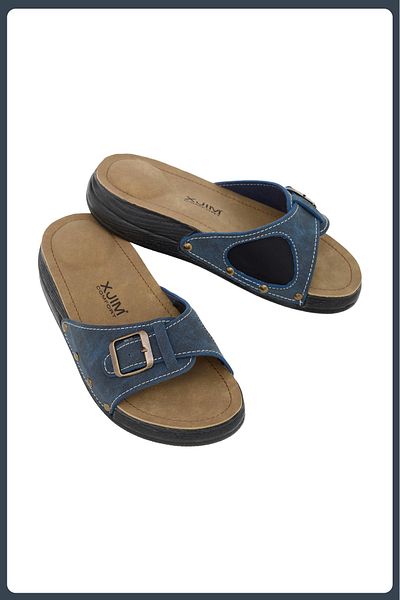 XJIM Women's Navy Blue Orthopedic Slippers Hallux Heel Spur Bone Protrusion Supported Comfortable Daily Summer
