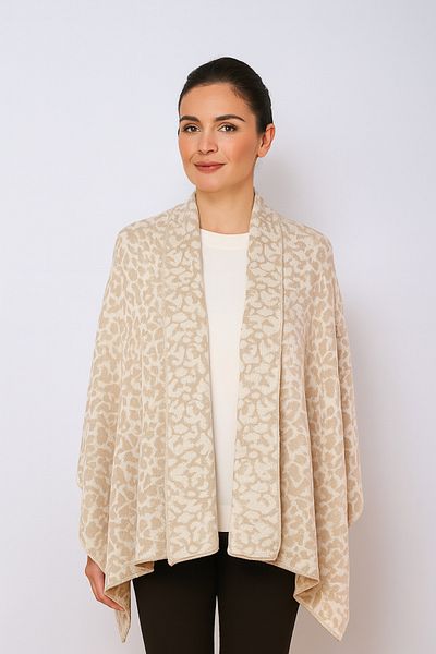 Sebir Moda Leopard Patterned Knitwear Shawl