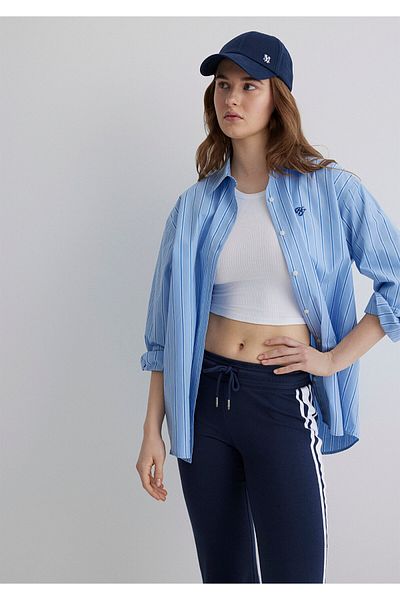 Mavi Cămașă albastră cu dungi oversize / cu croială largă 1211224 -90842