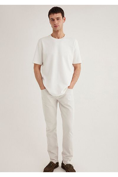 Mavi Ecru Basic T-Shirt Loose Fit / Loose Relaxed Cut 0612731 -70057