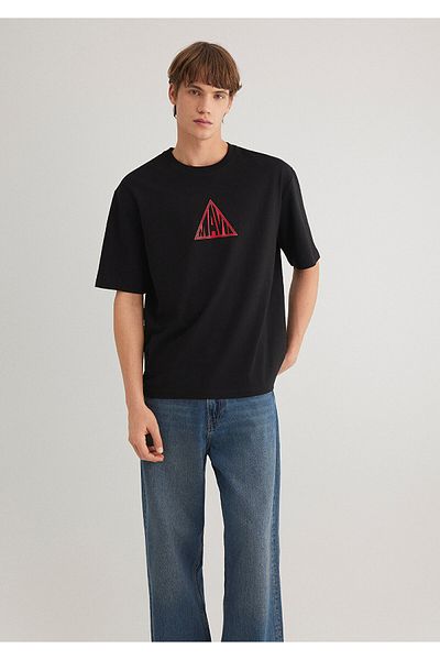 Mavi Printed Black T-Shirt Loose Fit / Loose Relaxed Cut 0612524 -900