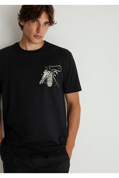 Mavi Printed Black T-Shirt Loose Fit / Loose Relaxed Cut 0612457 -900