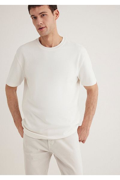 Mavi Ecru Basic T-Shirt Loose Fit / Loose Relaxed Cut 0612731 -70057