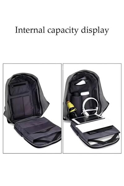 Generic Anti Theft Series Laptop Backpack With USB Charging Port Grey/Black
