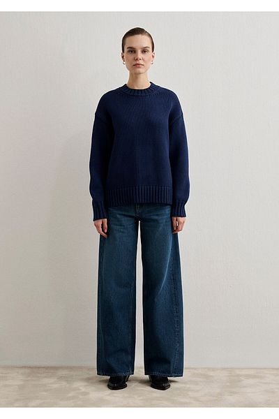 Mavi Navy Blue Oversize Crew Neck Sweater - 1710516 -84371