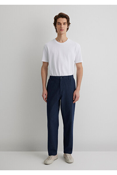 Mavi Linen Blended Navy Blue Trousers 0010293 -70757