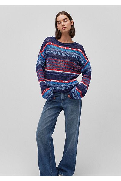 Mavi Jacquard Navy Blue Sweater Loose Fit / Loose Relaxed Cut 1710329 -70491