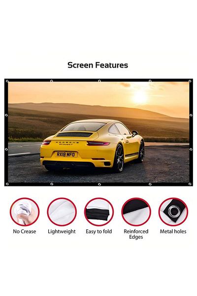 Generic Folding Projection Screen 100 Inch Projector Hd Screen Cloth Outdoor Movie Projection Screen