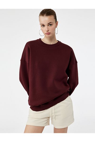 Koton Raised Long Sleeve Crew Neck Oversize 2-Piece Sweatshirt Set