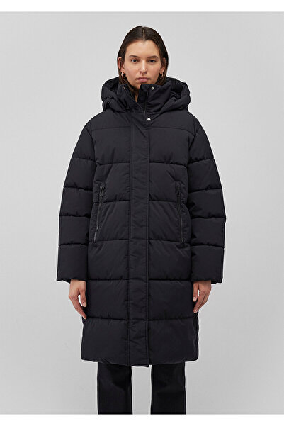 Mavi Palton lung puf negru cu glugă 1110228 -900