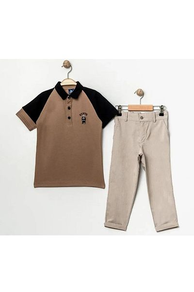e-çocuk Polo Collar Back Embroidered Boy's Suit 60280