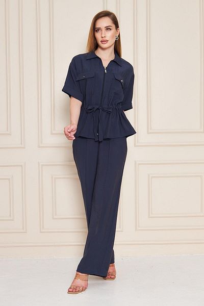 LOVELF Zippered Pocket Detail Modal Double Suit Navy Blue