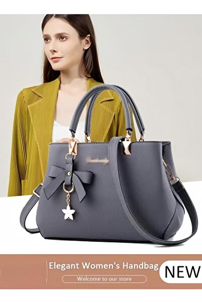 Generic Women's Fashion Handbag Faux Leather Crossbody Bag For Women Large Capacity Bow Trim Tote Bag