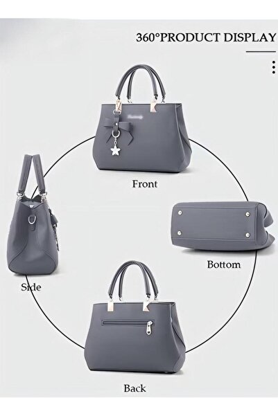 Generic Women's Fashion Handbag Faux Leather Crossbody Bag For Women Large Capacity Bow Trim Tote Bag