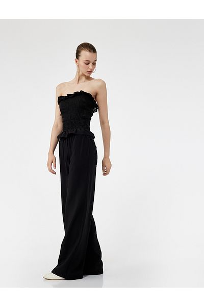 Koton Comfortable Fit Viscose Trousers with Tie-Up Waist