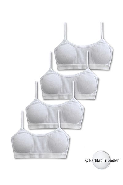GizaKids 95% Cotton Girls' Thin Strap Training Bra Set of 4 |   Half Athlete