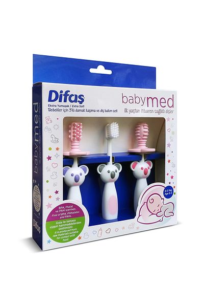 Difaş Baby Dental Care Set - Blue Toothbrush and Teether 3 Pieces