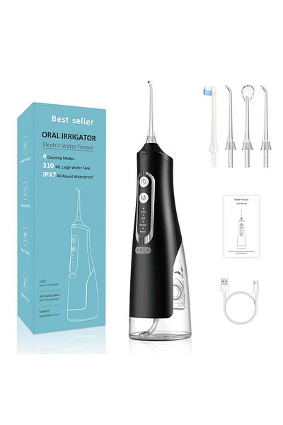 Oral Care Oral Irrigator, Rechargeable Flossing Waterproof Water Flosser For Travel & Home (BLACK/WHITE)