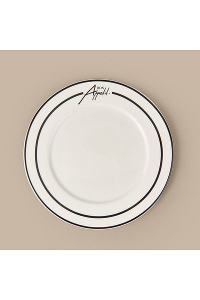 Evidea Kitchen Elegant Curves Porcelain Serving Plate - Black / White - 25 cm