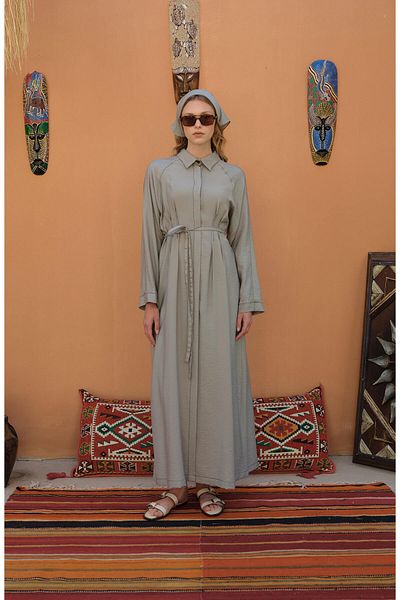 Fatma Atasoy Sports Stitched Ribbed Mint Dress
