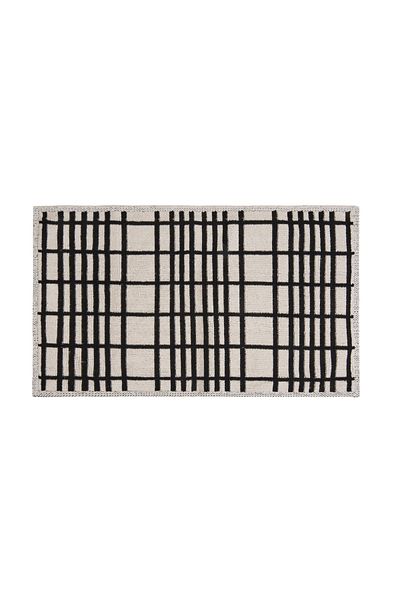 Evidea Soft Roger 2-Piece Bath Mat - Ecru / Black - 60X100 cm + 50X60 cm