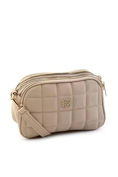 Çantacımstore Women's 3-Eye Quilted Shoulder Bag Beige