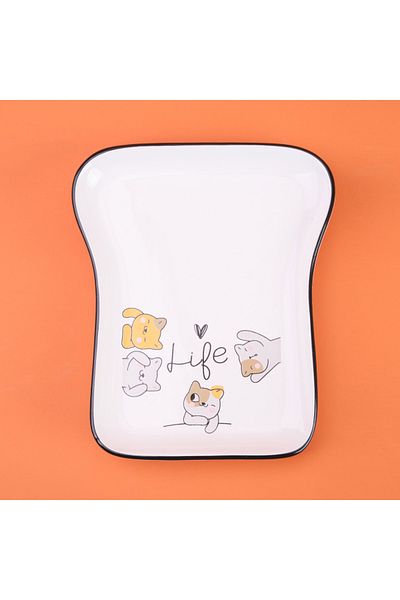 Evidea Kitchen Cat Life Patterned Serving Plate - Colorful - 19 cm