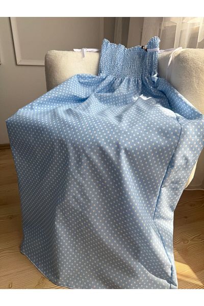 BETULAKSUBUTİK Polka Dot Strap Blue Dress