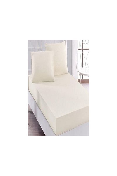 MORE HOME طقم ملاءات مطاطية مزدوجة من MORE HOME - 2 وسادة مقاس 180x200 كريمي