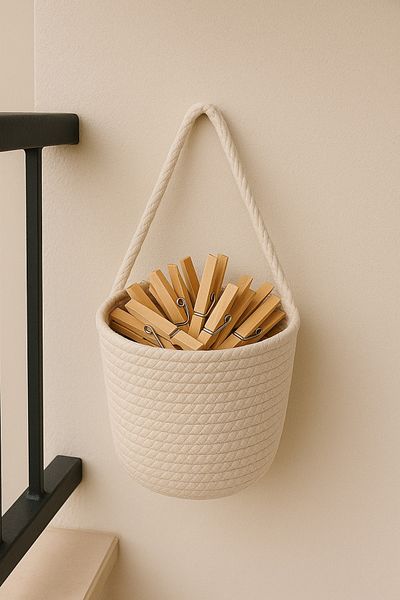 ÖRGÜM Basket Peg Basket Decorative Multi-Purpose Organizer 15X15 cm Pegs Not Included
