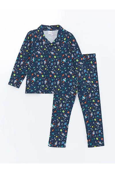 LC Waikiki Set de pijamale pentru băiat cu gât crew cu pantaloni scurți